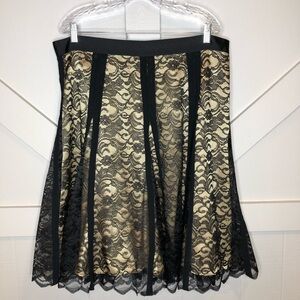 Apostrophe Whimsigoth Black Lace Satin MIDI Skirt Size XL Grunge Fairy Core Y2K